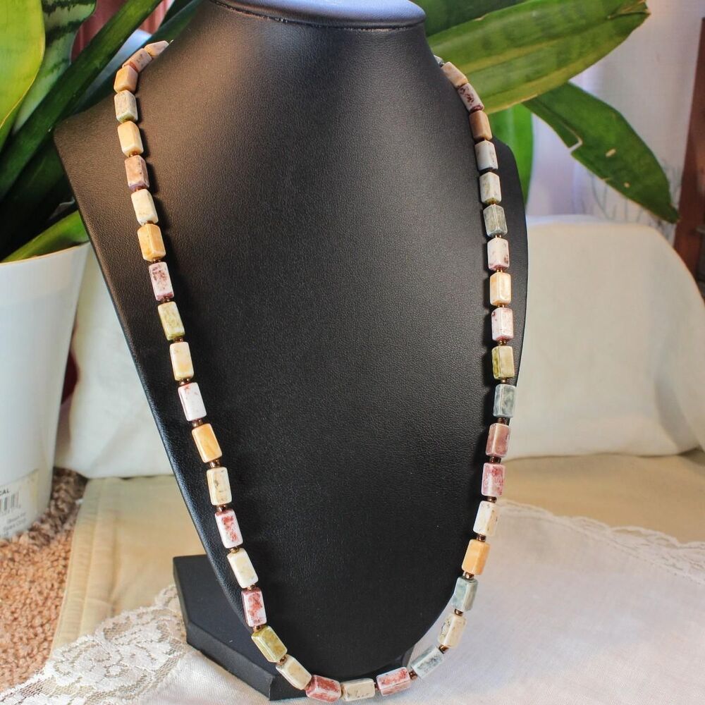 Boho Artsy Messy-Style Block Bead Necklace